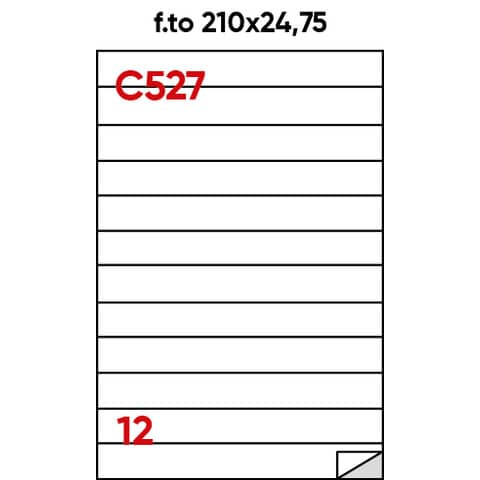 Etichette bianche permanenti Markin Copiatabu 210x24,75 mm - 12 et./ff - conf. 100 ff A4 - X210C527